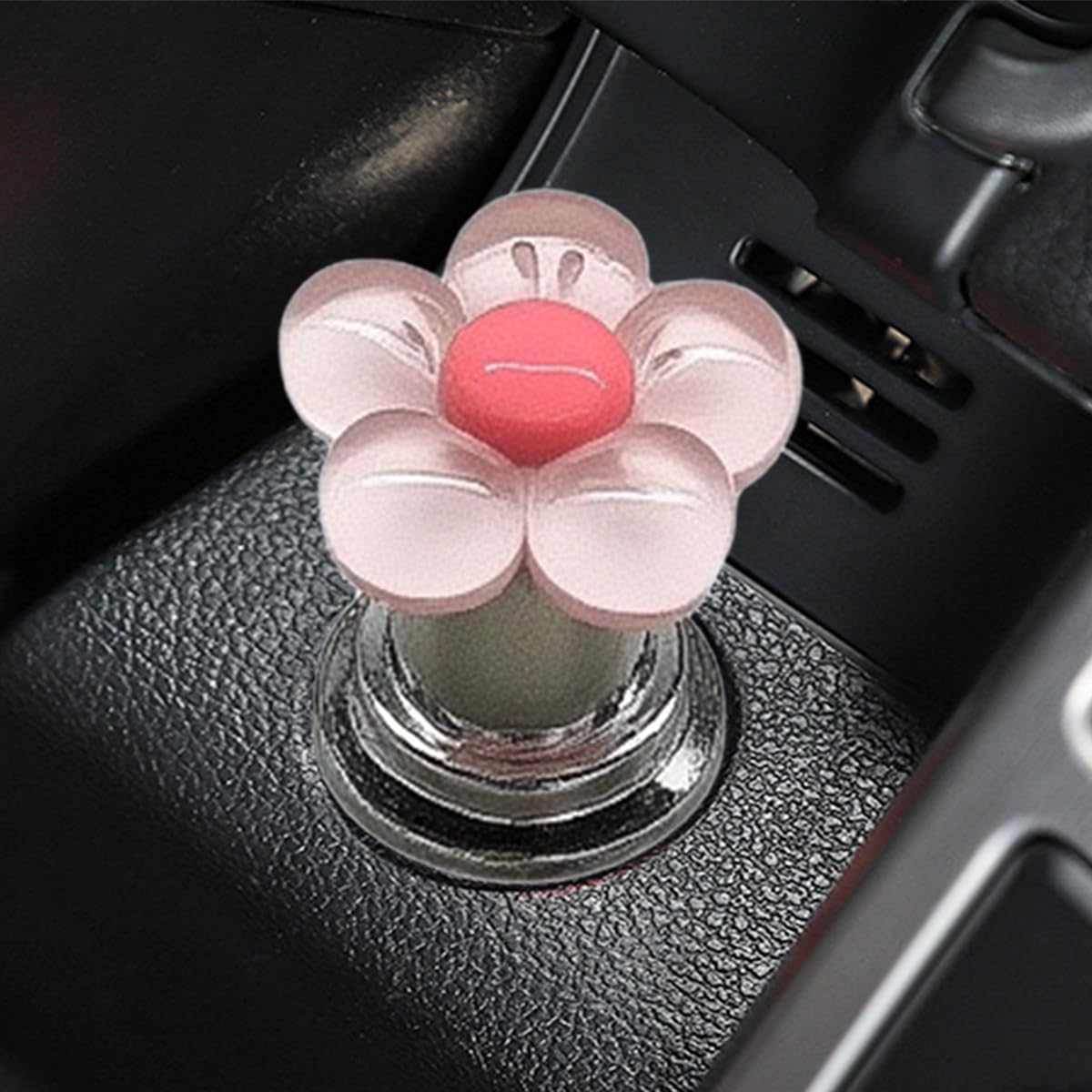 Flower Car Push to Start Button Cover, Cute Car Engine Start/Stop Joystick Covers, Universal One Button Key Ignition Starter Cover Vehicle Interior Decoration Accessory for Women Girl (Pink)-image-6