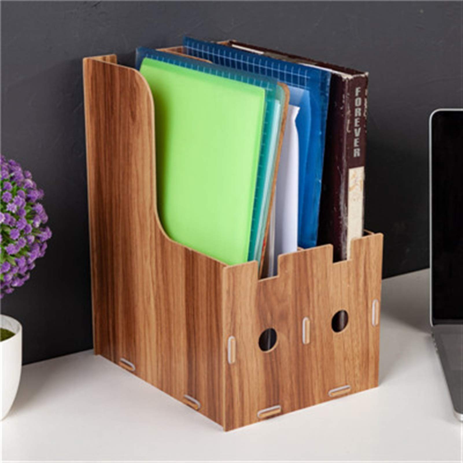 Portadocumenti da Scrivania 2-Grid Staccabile Scrivania in legno Organizzatore Carta Verticale Portafiltro Supporto per rivista Stand □ Per posta, buste, bancomat, riviste o cartelle di file Vaschetta