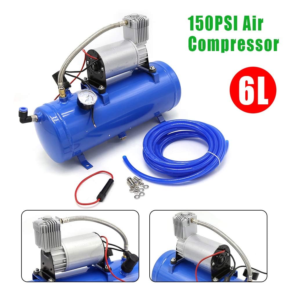 Sistema de compresor de aire portátil de 12 V, tanque de 150 PSI y 6 L para bocinas de tren, kit universal para neumáticos de autocaravana, camión