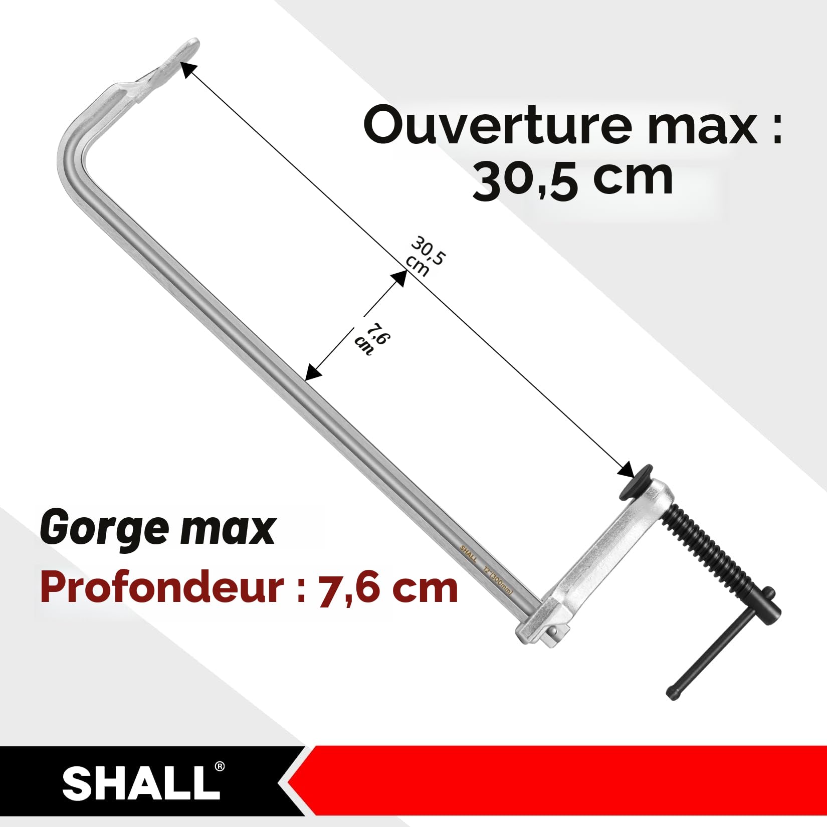 SHALL Ensemble de serrage à vis 4 pièces 300 mm 200 kg acier forgé