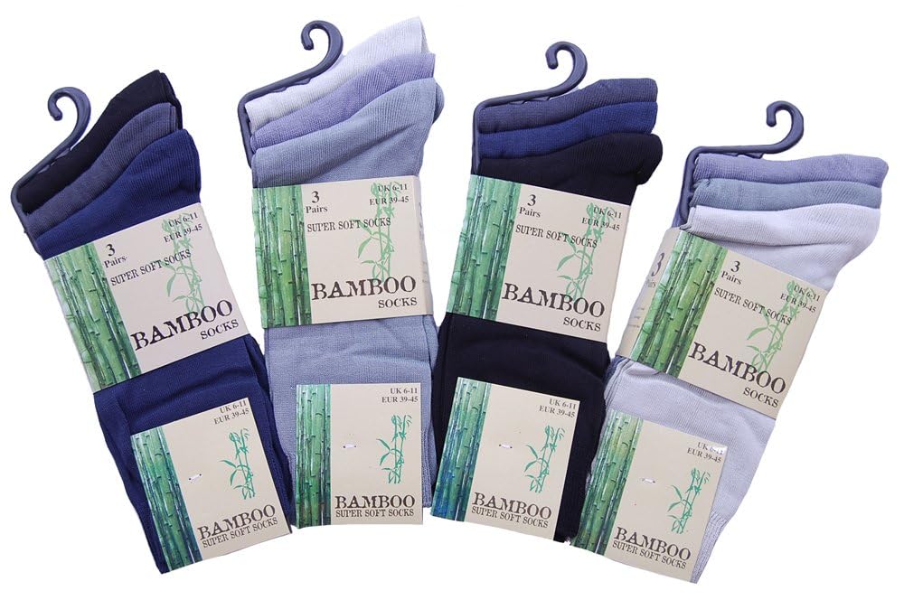 Undercover Men's Blue Grey Mix 6 Pairs Bamboo Super Soft Se044 Socks Blues Greys