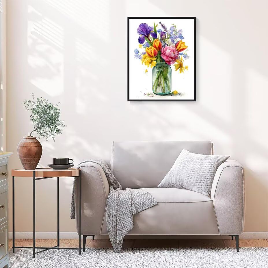 Cuadros decoración salón modernos flores para pintar a mano 2