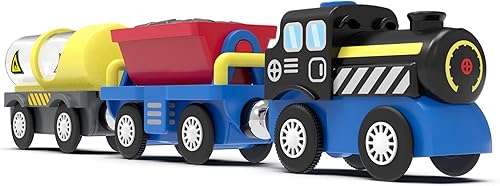 Miniatura 9 de Juguete de tren de ingeniería para niños, tren de locomotora a pilas para pistas de madera, potente tren compatible con Thomas, Brio, Chuggington