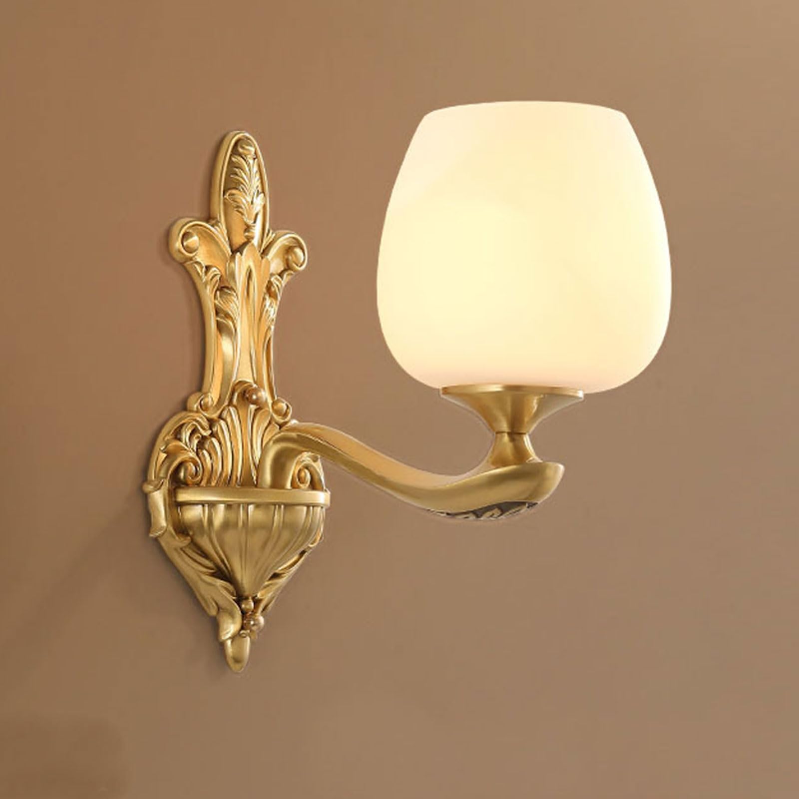 MESOVFCA Minimalist Brass Wall Lamp Frosted Glass Shade - Elegant Indoor & Outdoor Lighting Fixture(B)