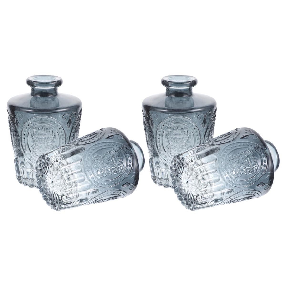 Flacon diffuseur huiles essentielles verre bleu 130ml lot 4 déco pour parfum de bureau