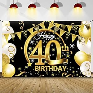 40 Geburtstag Dekoration Schwarz Gold, 40 Geburtstag Banner, 40 Geburtstag Party Dekor für Frau Mann, 40 Jahrestag…