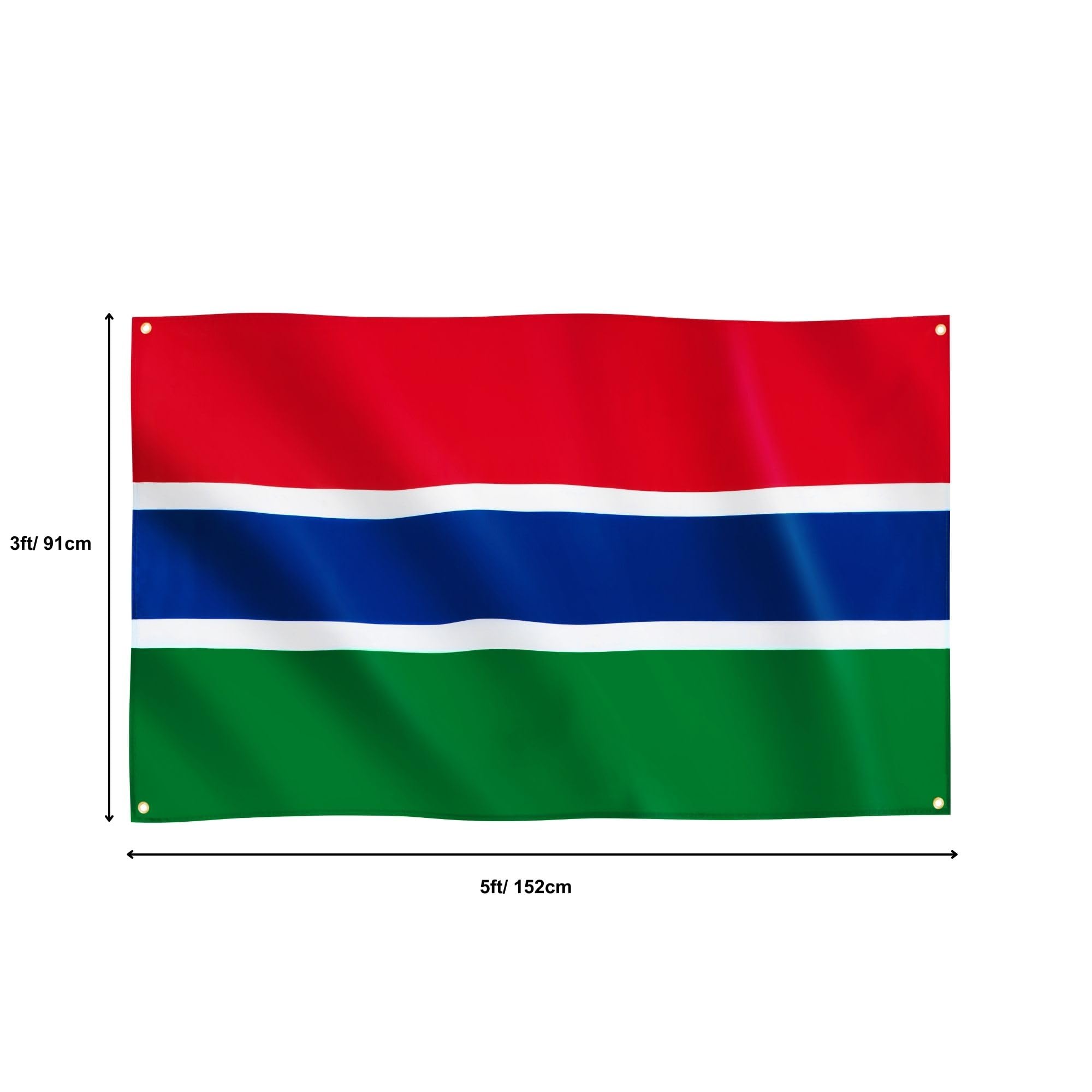 Runesol The Gambia Flag, 91x152cm, 3ft x 5ft, 4 Grommets, Eyelet In Every Corner, Gambian Republic Flag, Premium Flags - Image 2
