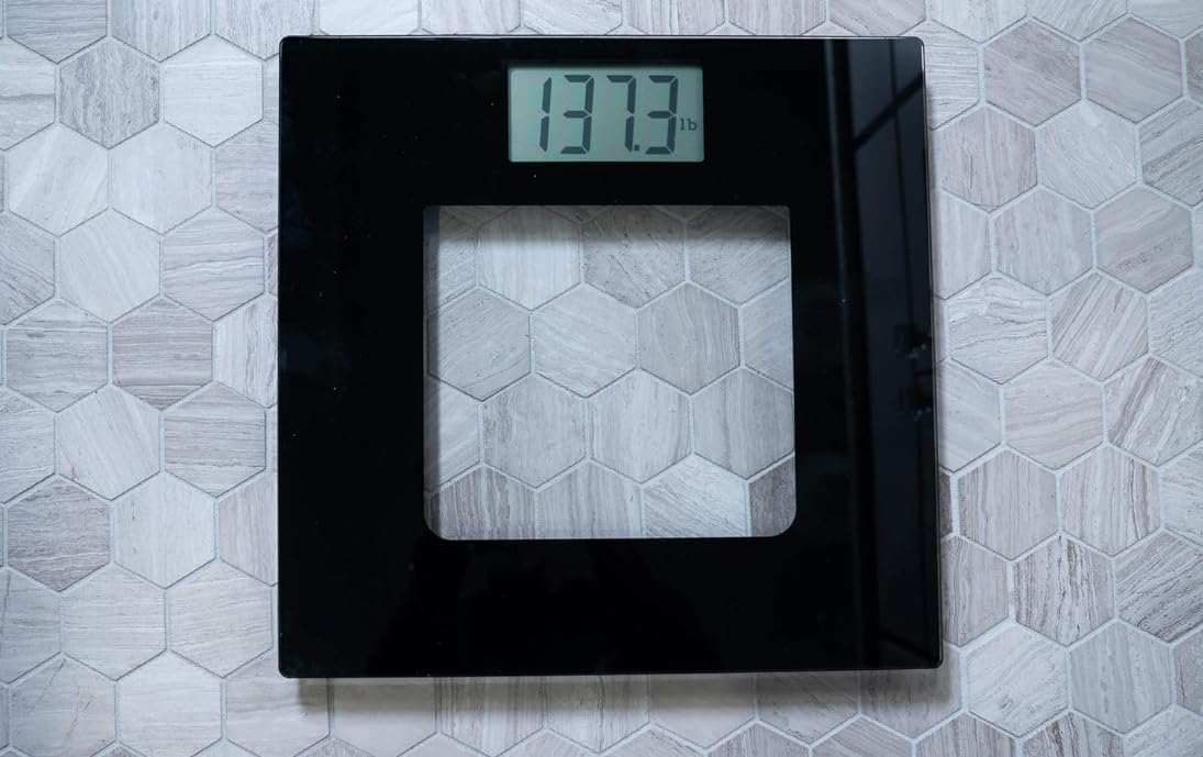 Talking Digital Scale Extra Wide Glass - Accurate Visual & Voice Display Scale for Body Weight - 395 Pounds Max - Wide Width Tamper Glass - Large LCD Display - Tap Auto On & Off