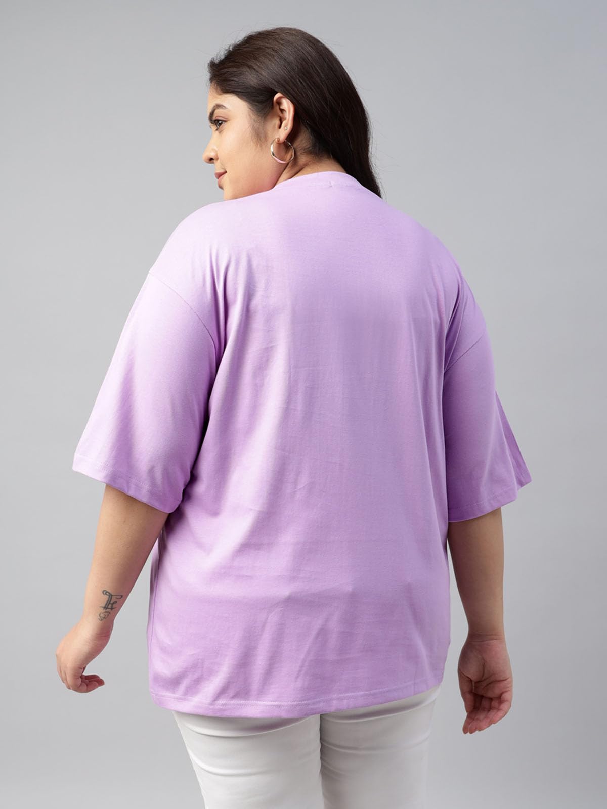 JUNEBERRY 100% czysta bawełna oversize, luźny krój, zakładane ramiona, stały rdzeń, duże rozmiary, damskie koszulki combo, 2 sztuki (rozmiary od 2XL do 5XL)