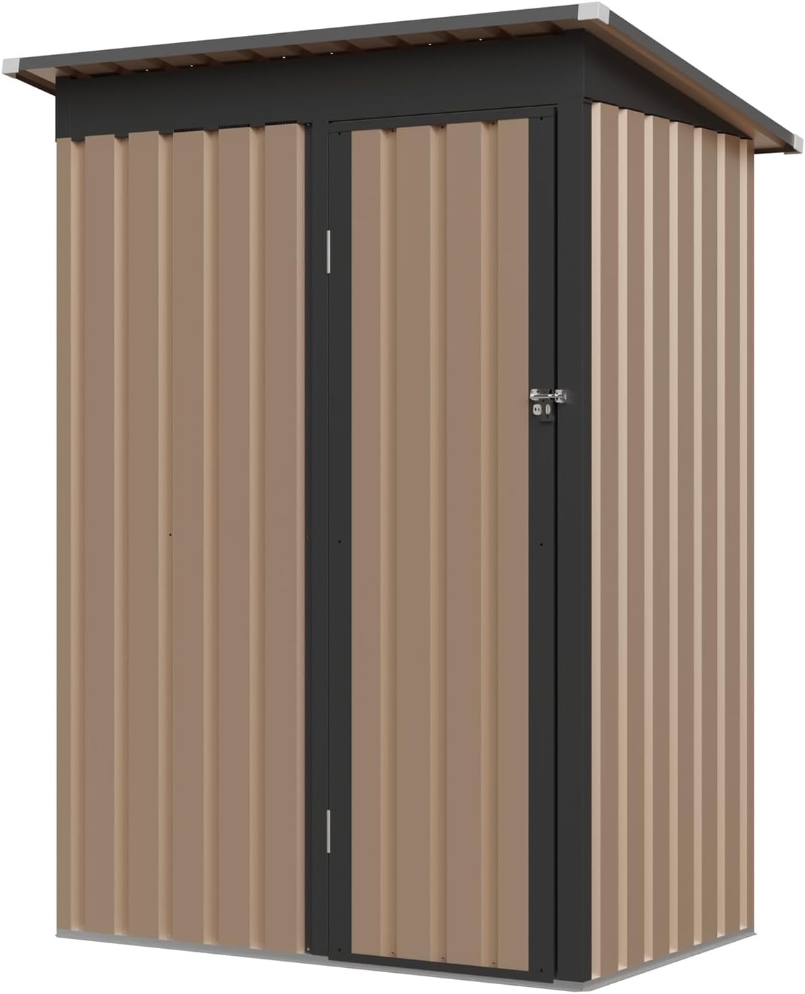 Outdoor Storage Shed, 4.27 FT x2.42 FT Metal Tool Shed with Pitched Roof, Compact Metal Garden Shed Anti-Corrosion Storage House with Lockable Side Hinge Door for Backyard, Patio, Sundries (A)