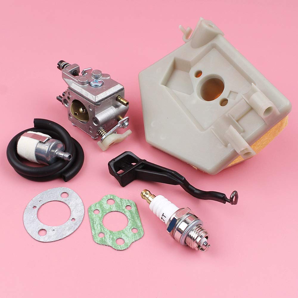 HAOHAO Carburador de Carb Compatible with Husqvarna 55 Filtro de Combustible 51 Estrangulador de Líneas Aéreas de Rod Junta Bujía Motosierra reemplazo del Recambio