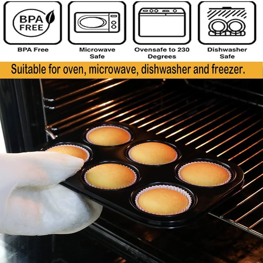 Muffin Tray 6 Cup Non-Stick Champagne Col 31.8X21.5X3Cm - DATS