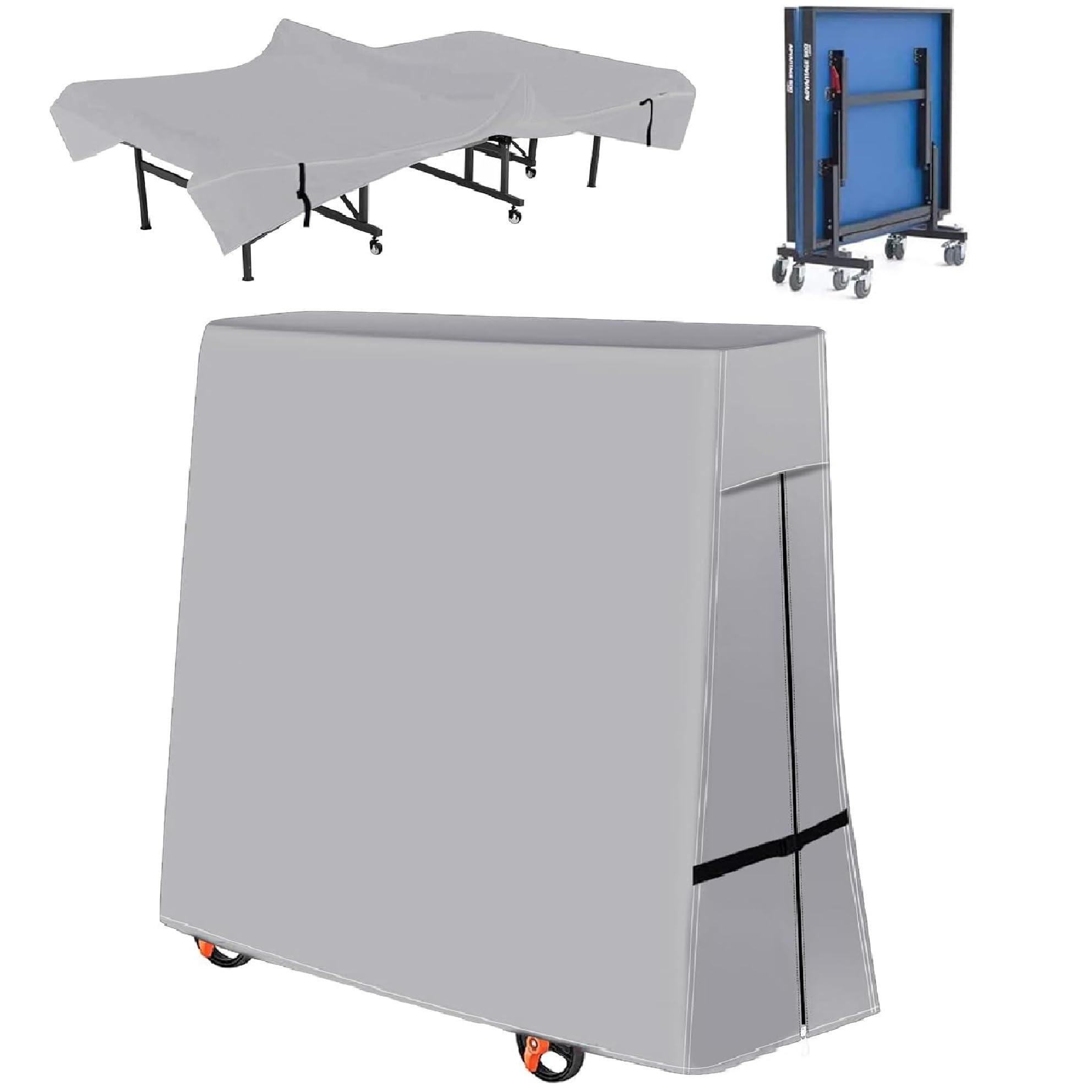 Outtdid Grey Waterproof Table Tennis Table Cover, 600D Ping Pong Table Protection Outdoor And Indoor, Universal Folding Ping Pong Table Cover - 173X77/16X158cm
