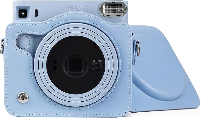 Rieibi Square SQ1 Case - Protective Case for Fujifilm Instax Square SQ1 Instant Camera - PU Leather Cover with Adjustable Shoulder Strap - Blue