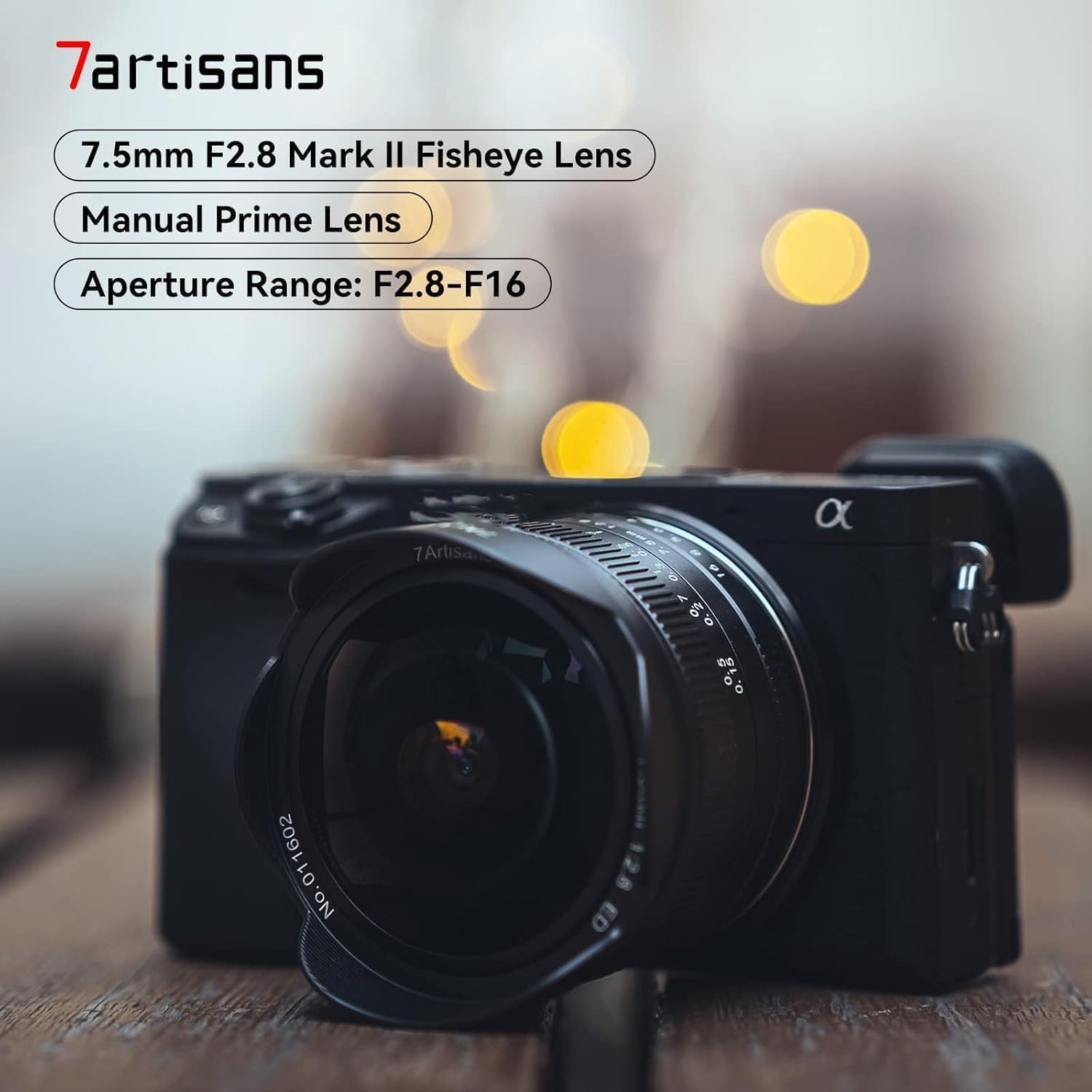 7Artisans 7,5 mm F2,8 II Sony E Mount APS-C Fisheye Prime Objektiv,Manuelles 190° Ultra Weitwinkel Festbrennweiten Objektiv für Sony A5000 A5100 A6000 A6300 A6400 A6500 NEX-5T A7III A7R III
