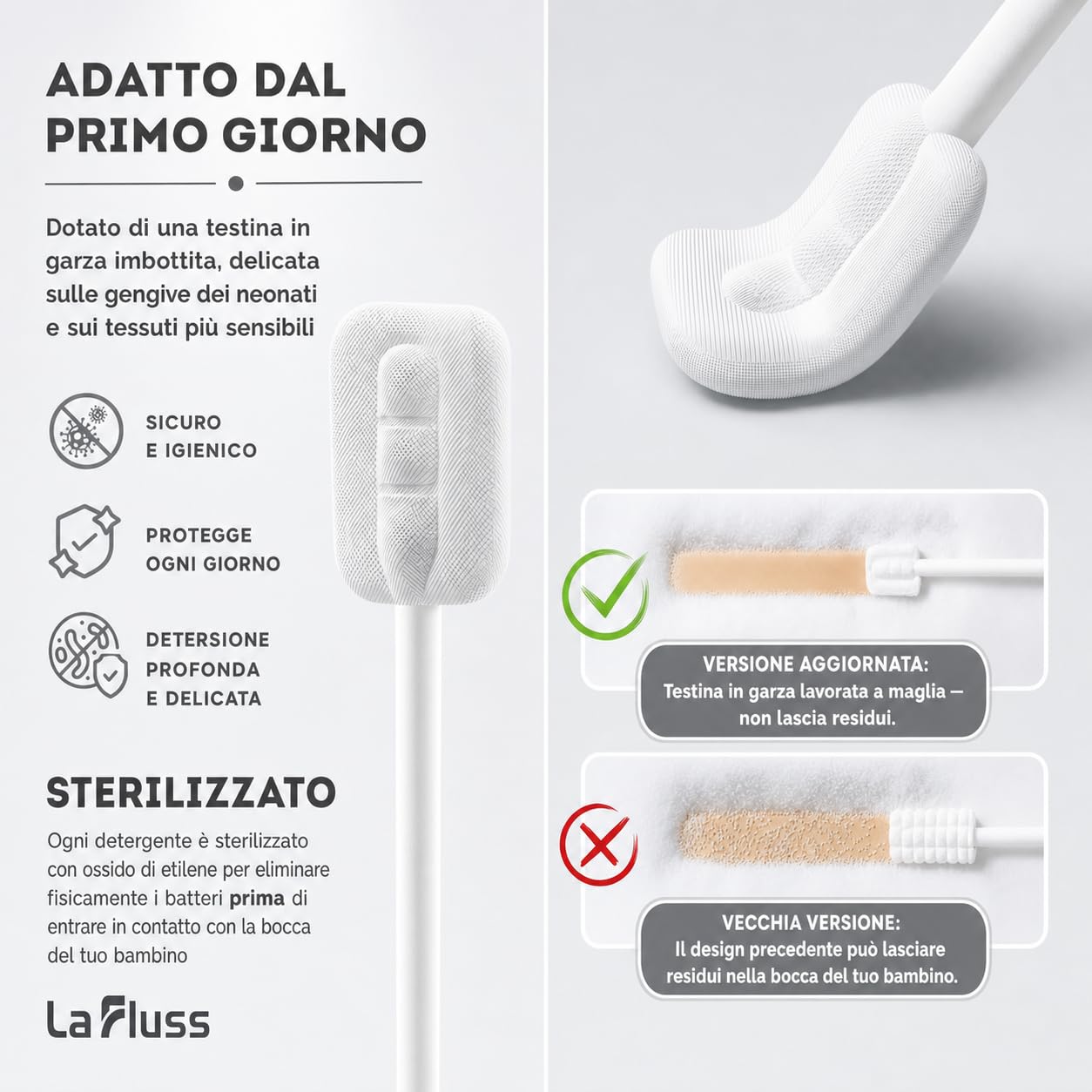 30 Pezzi Spazzolino Monouso Sterilizzati per Bambini e Neonati Pulizia lingua denti e gengive impacchettati singolarmente bastoncini pulizia cavo orale