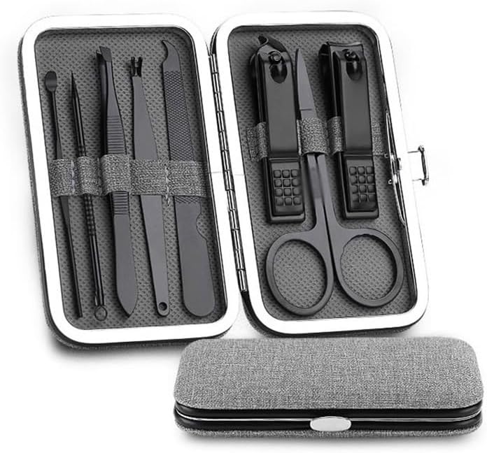 Nail Clippers Kit Piece Nail Clipper Set, Black Stainless Steel Home Manicure Knife, Portable High-End Scissors, Dead Skin Trimming Tool Manicure Pedicure Kit(Pink)