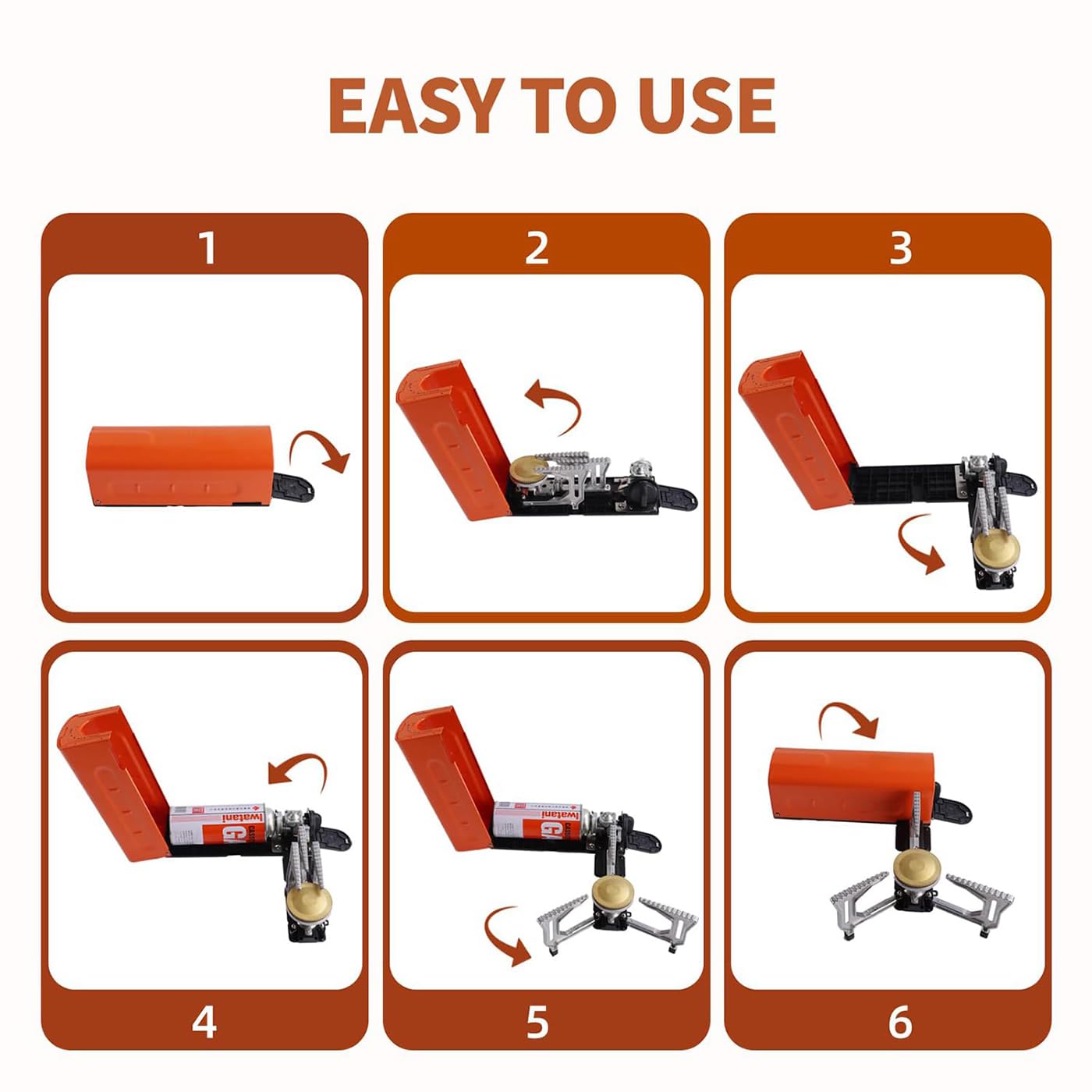 Réchaud à gaz de camping portable, 2200 W, réchaud au butane avec allumage piézoélectrique et sac de transport, pliable avec puissance de feu réglable pour la cuisine en plein air, la randonnée, le
