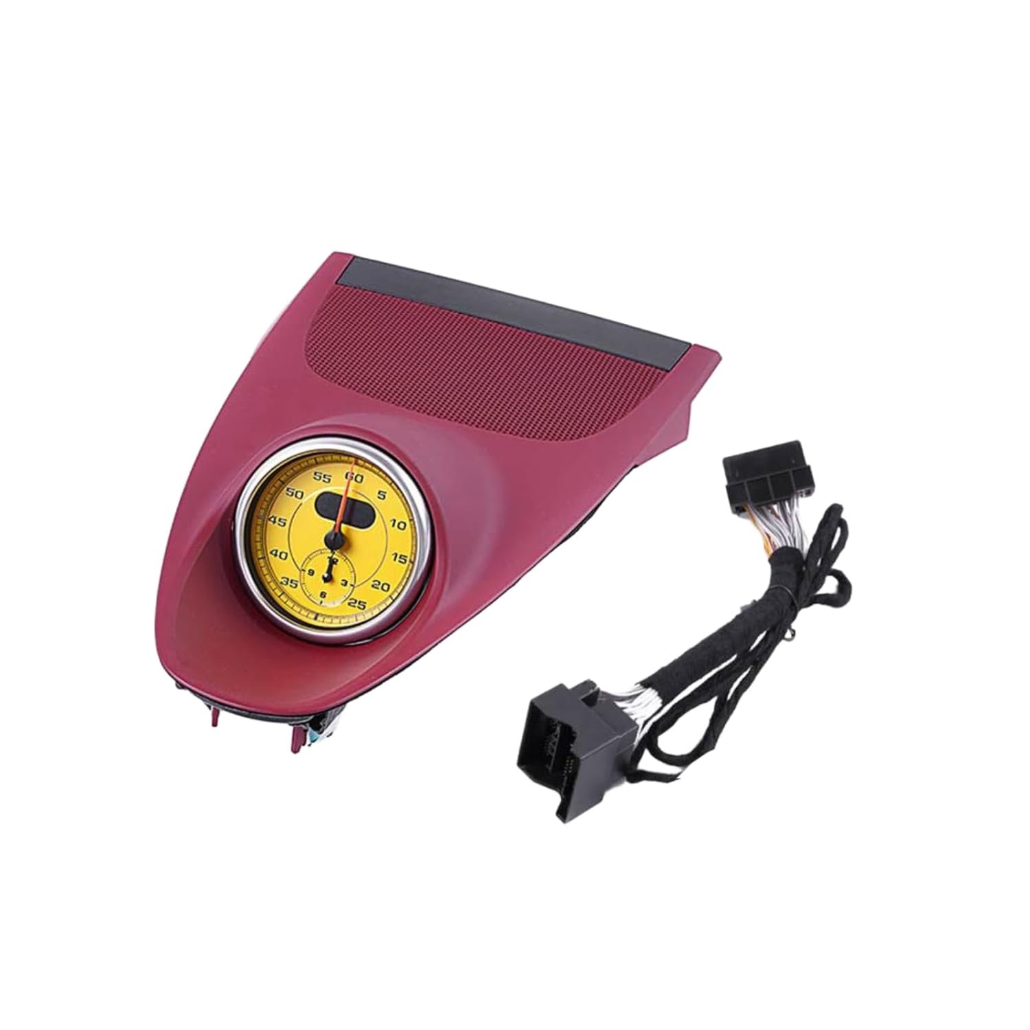 for Porsche 718 2016-2021 Car Sport Chrono Stopwatch Mounted Dashboard Instrument Panel (Red Cover & Yellow Stopwatch)