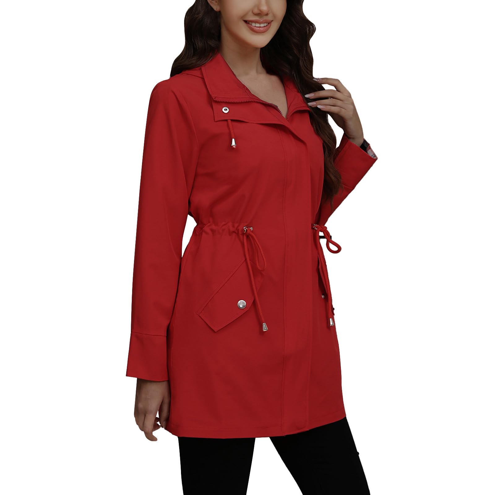 Trenchcoat Damen Kurz Jacke Frühling Wollmantel Freizeit Windjacke Business Wasserdicht Mantel Leicht Bolero Vintage Atmungsaktiv Kurzer