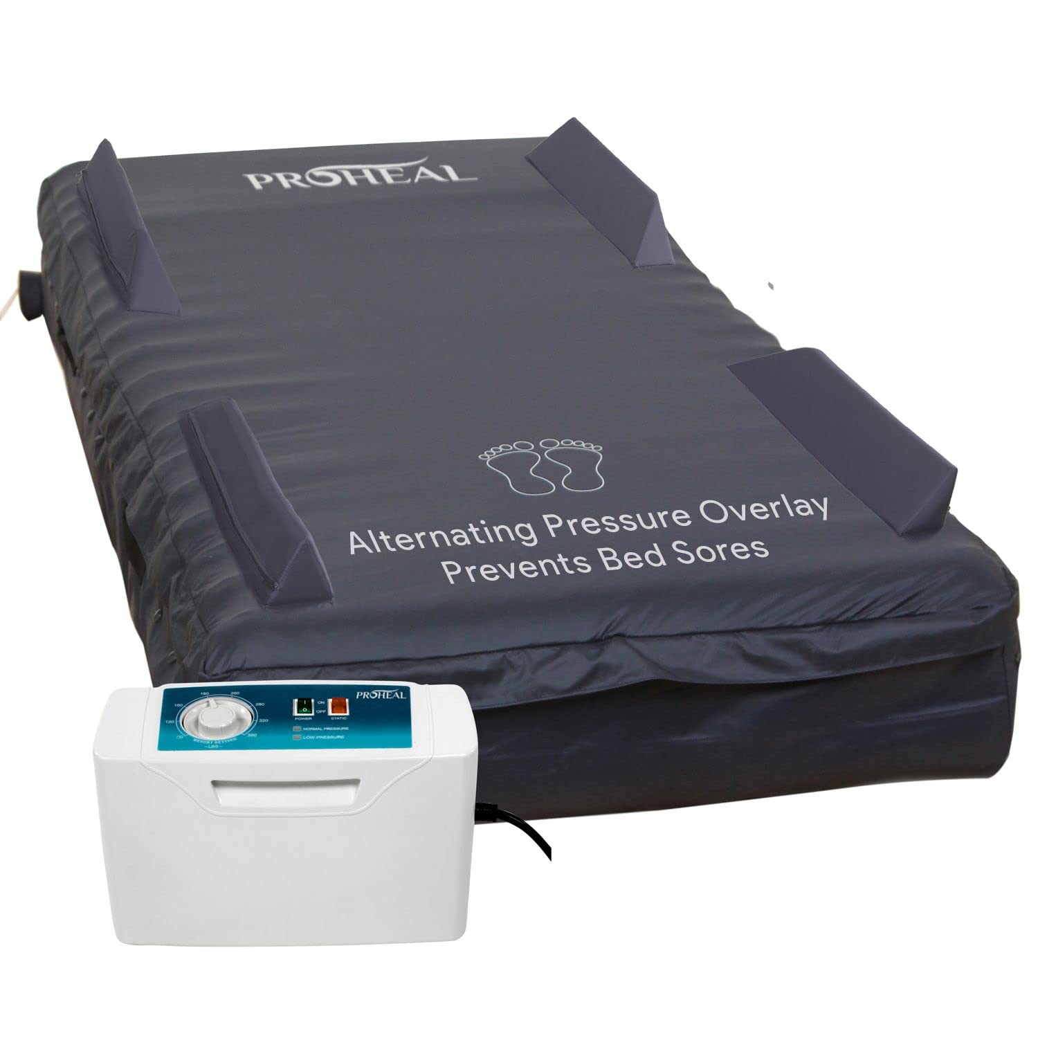 5" Alternating Pressure Pad - 36” x 80” x 8"- Bed Pad to Prevent Bed Sores with Silent Electric Air Pump - Raised Side Rails- Lightweight, Fire Retardant Air Mattress Overlay