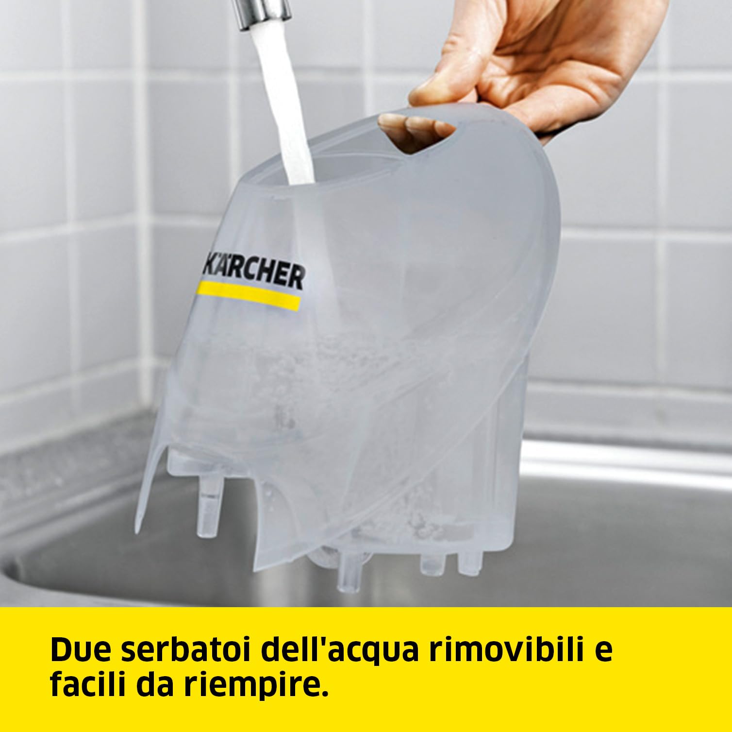 KÄRCHER Pulitore a Vapore SC 4 EasyFix, Pronto in 4 min. 2000 W, Serbatoio estraibile 1,3 litri, Area 100m², Include Kit pavimenti, Bocchetta Manuale e Panno, Spazzola, Bocchetta fessure
