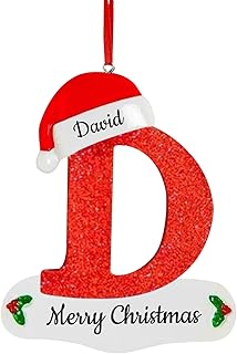 Personalized Christmas Letter Ornaments with Red Hat, Custom Christmas Tree Decoration Pendant with Text, Personalized Name Christmas 26 Letter Ornaments for Xmas Tree Decorations
