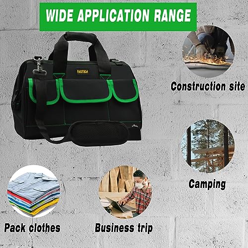 Image of FASTECH 22 Inch Tool Bag With Comfortable Shoulder Straps, Waterproof Wide Mouth Tool Kit, Tool Storage Package For Men /Women (22IN Green)