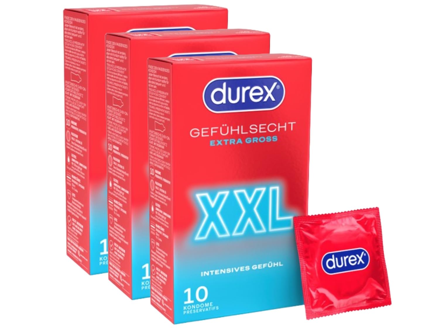Durex Gefühlsecht XXL Kondome 3 x 10 Stück