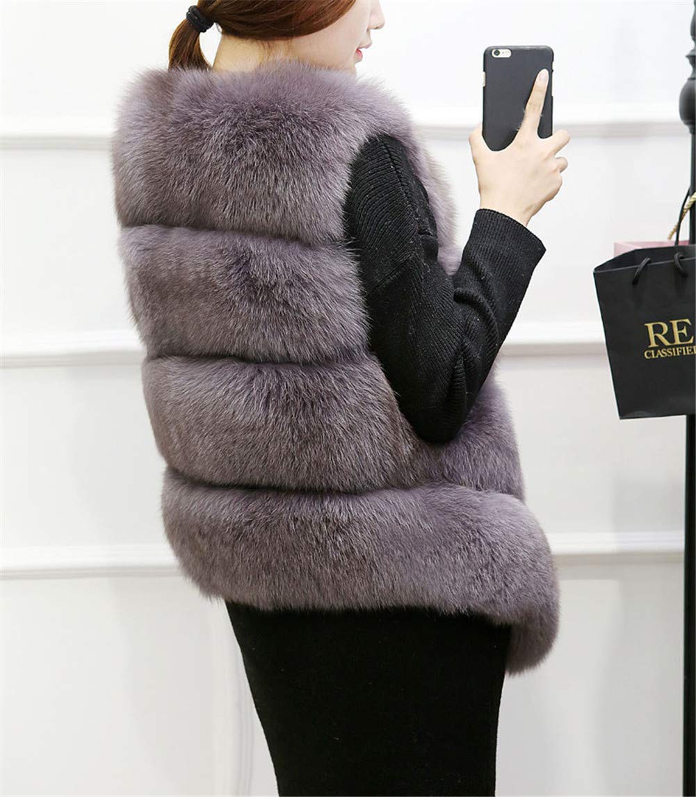 MISSMAO Femmes Manteaux pour Faux Fourrure Gilet Élégant sans Manches Long Gilet Chaud Manteau de Fourrure Fausse Fourrure Longue Fourrure Veste Hauts Outwear Veste d'Hive Gris Foncé S