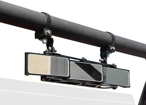 SuperATV Espejo retrovisor de 3 paneles con abrazaderas de 1.75 pulgadas para Polaris General 2016+ | Polaris General 4 2017+ | Ancho: 20 pulgadas;