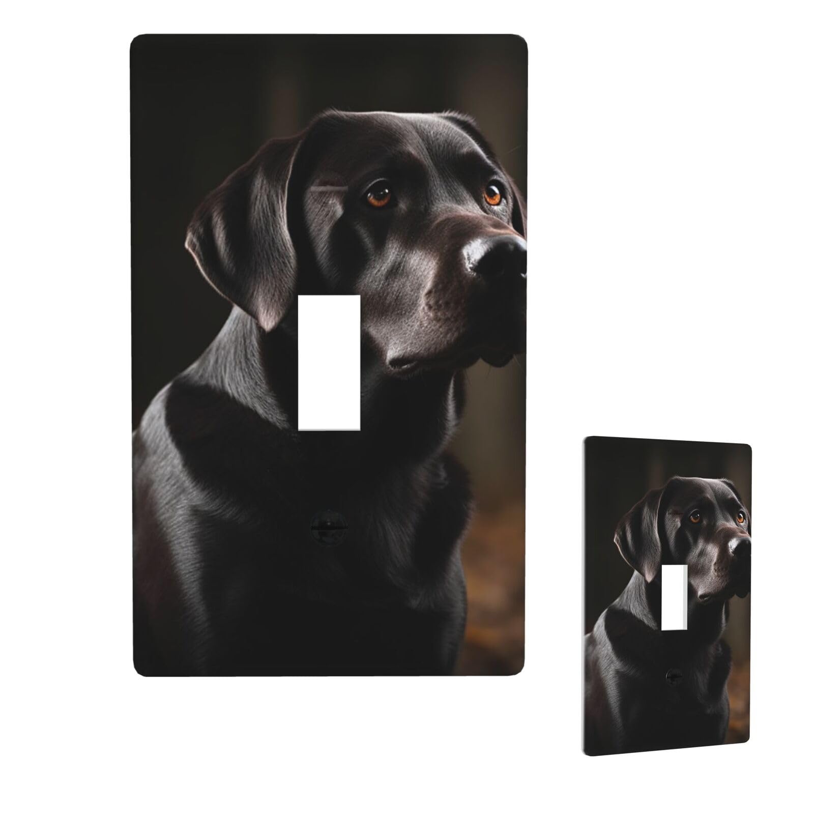 Aceprints Black Labrador 1 Gang Single Toggle Wall Plates, Unbreakable Decorative Light Switch Plate Covers Electrical Switchplate Cover Faceplate For Bathroom Kitchen Decor