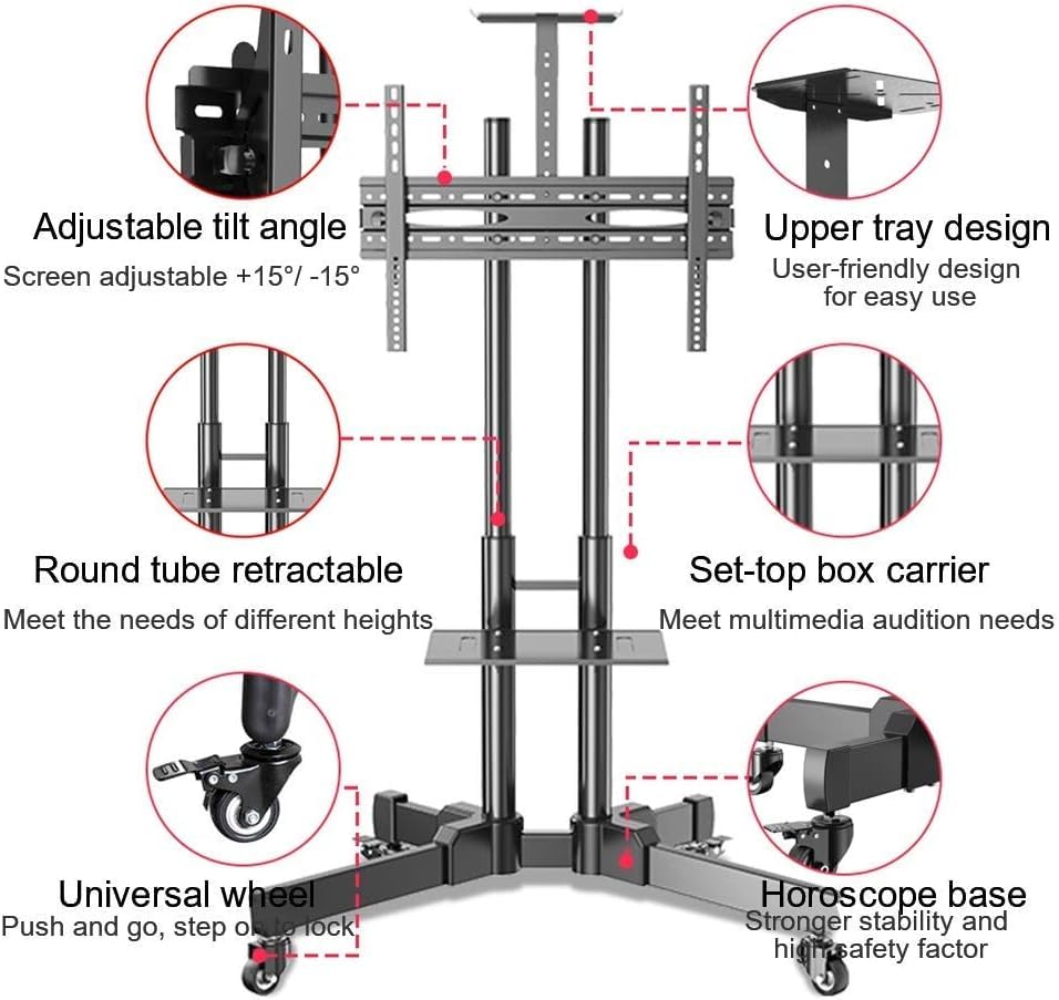 Soporte móvil para TV con ruedas y base estable miniatura 4