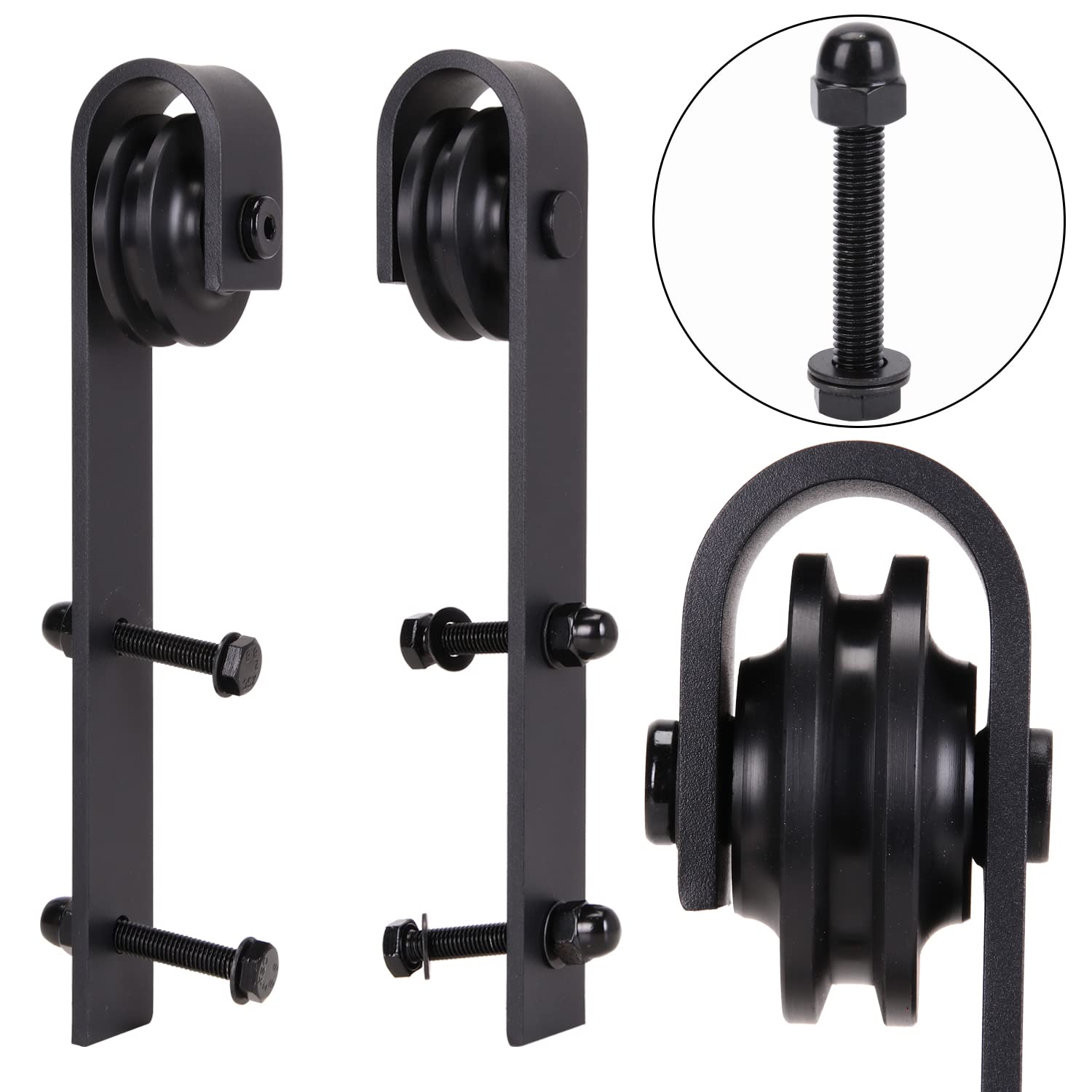 EGTink Hardware railset voor schuifdeur, schuifdeursysteem, industriële set voor schuifdeur, met wielen (150 cm/5 ft