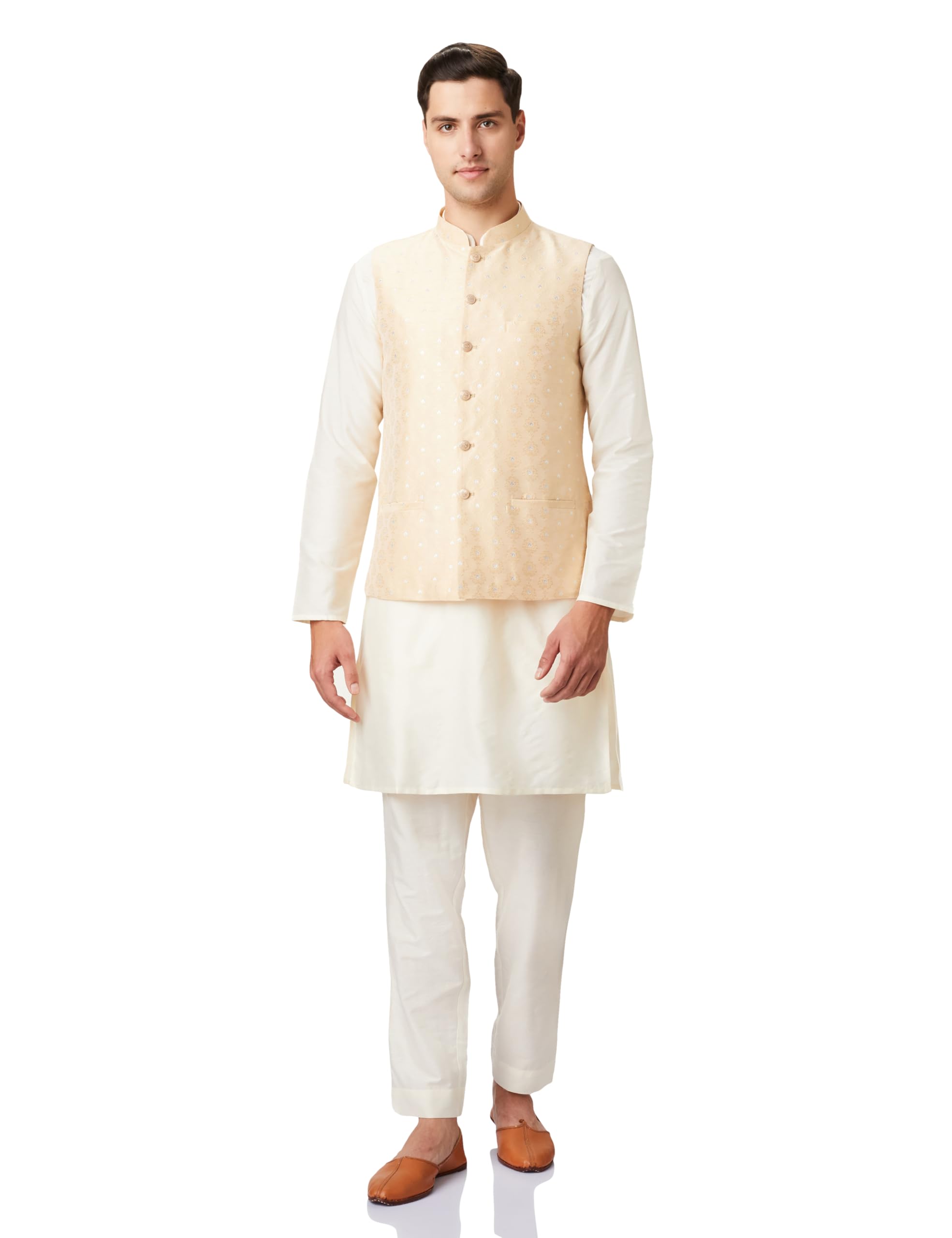 symbol premium Men's Festive Nehru Jacket Kurta Pyjama Set (3pcs)-picture-49