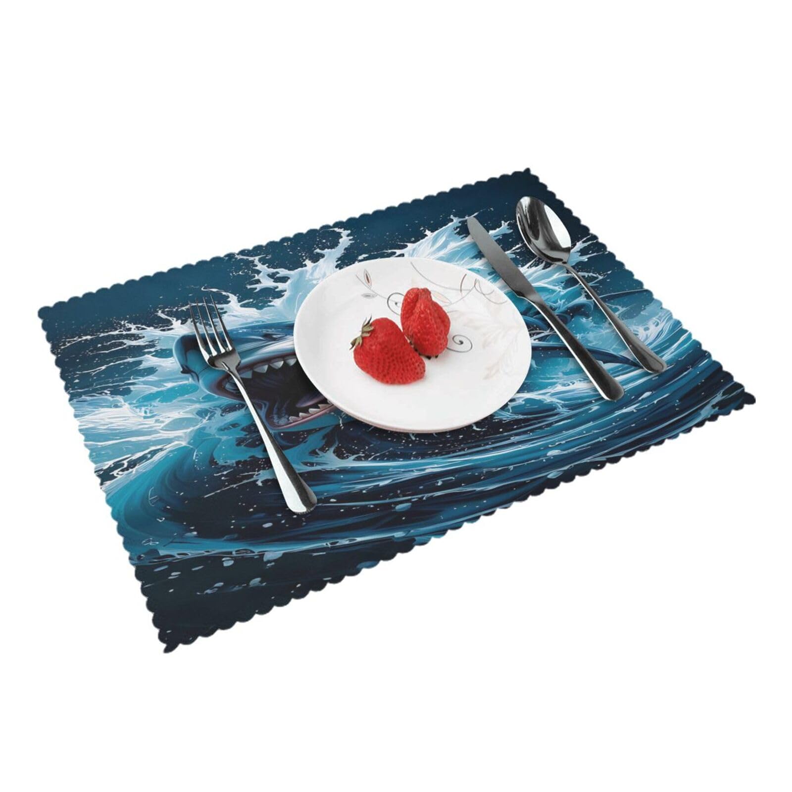 Shark Splash Water Placemats Set of 4 Print Table Mats Place Mats Table Decor for Kitchen Dining 12X18 in