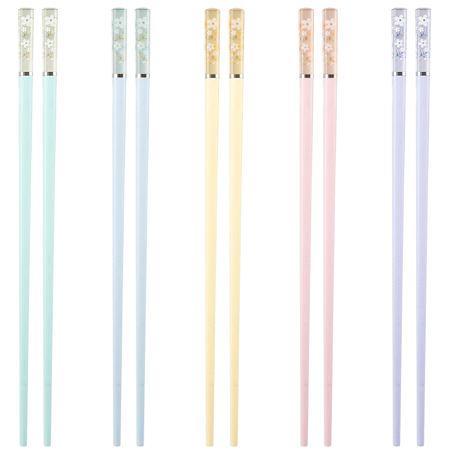 Rumyve 5 Pairs Chopsticks - Non-Slip Fancy Chopsticks,Sakura Amber Fiberglass Japanese Chinese Style
