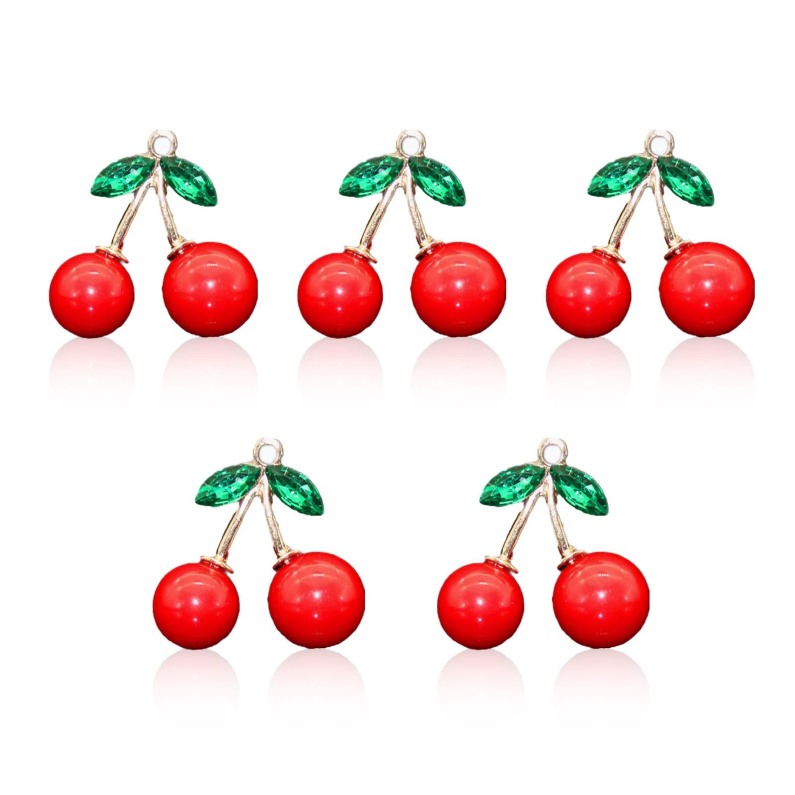 CHUOZI 5Pcs Cherry Charm Cute Pendants Crimson Red Big Fruit Charms for Jewelry Making Alloy Resin Pendant Necklaces Earrings Keychains Zipper Pulls Small DIY Crafts