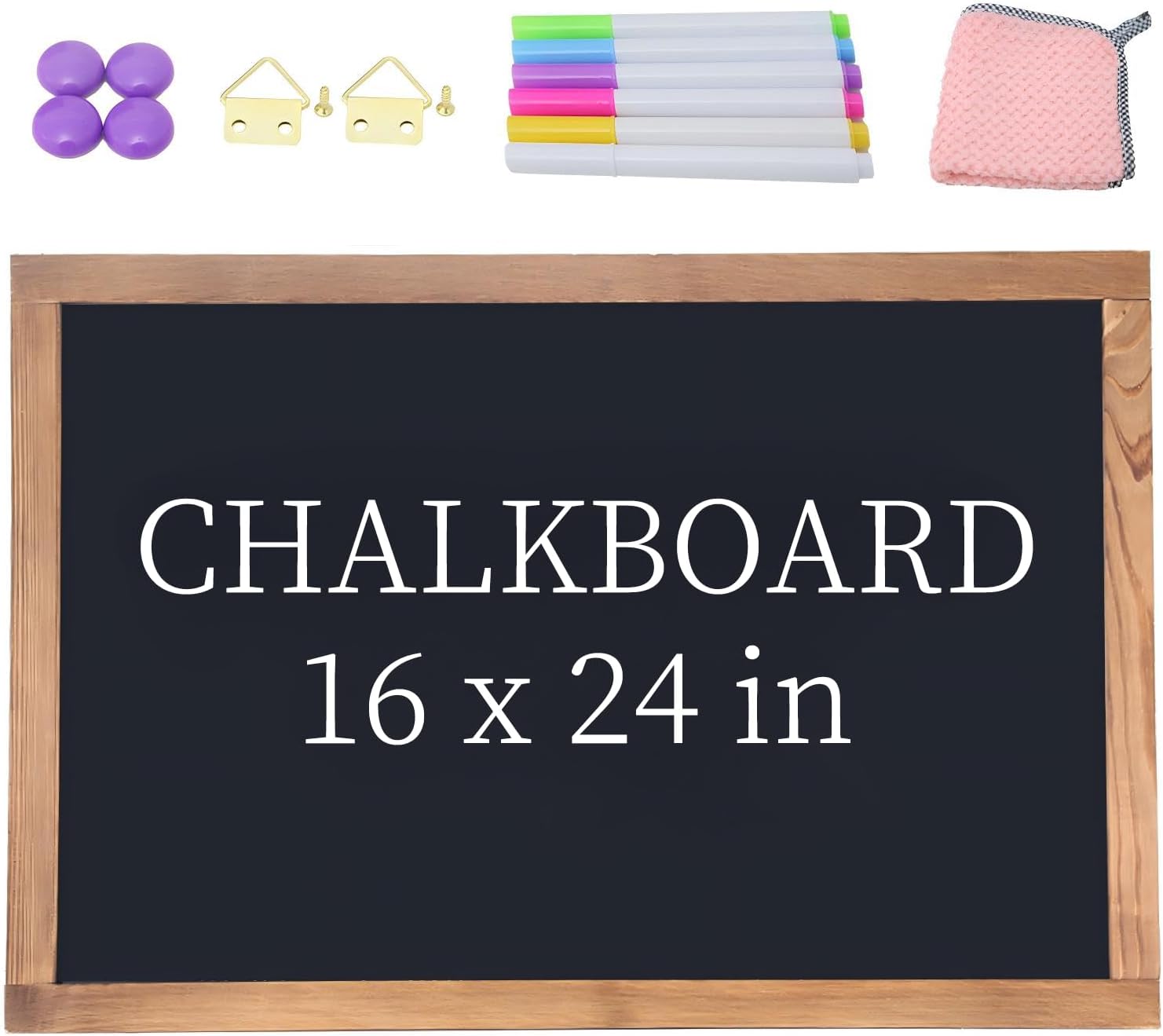 Magnetic Chalkboard Large Chalkboard for Wall Rustic Wood Framed Decorative Blackboard Hanging Blackboard for Home, Office, Restaurant 16" x 24"