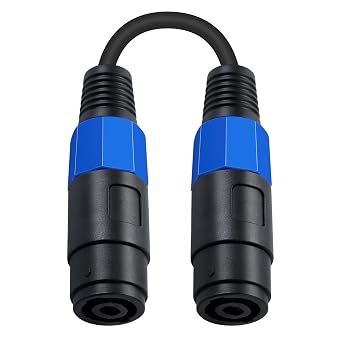 Poyiccot Speakon Female to Female Connector Cable, Speakon Extension Cable, 18AWG 2 Pole 16mm2 Coper Wire Audio Speaker Cord for Amplifier, Speaker, 7.8inch/20cm