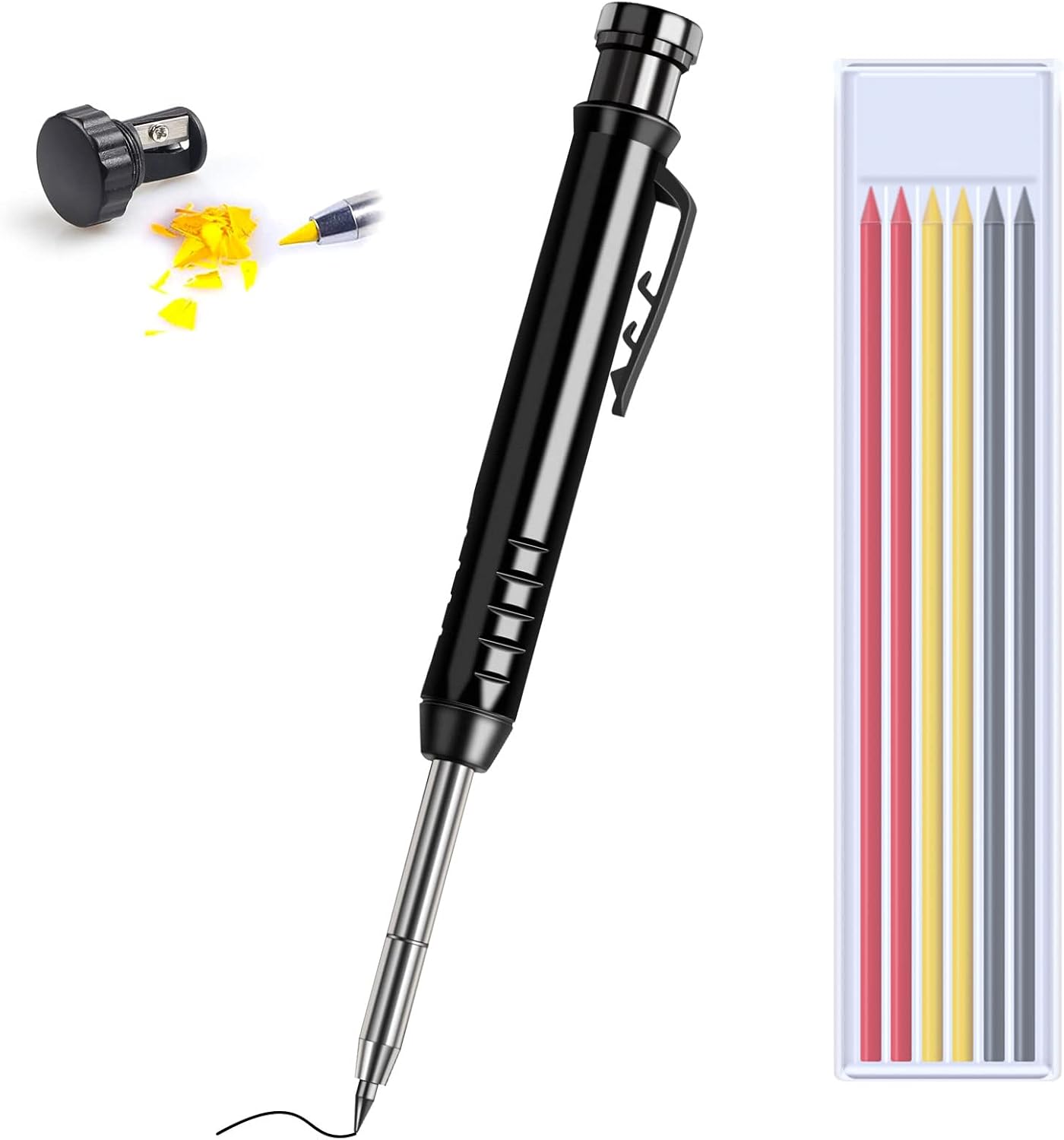 Carpenters Pencil, [Built-in Sharpener] Spopal Mechanical Carpenters Pencil With 7 Solid Marker - View #9