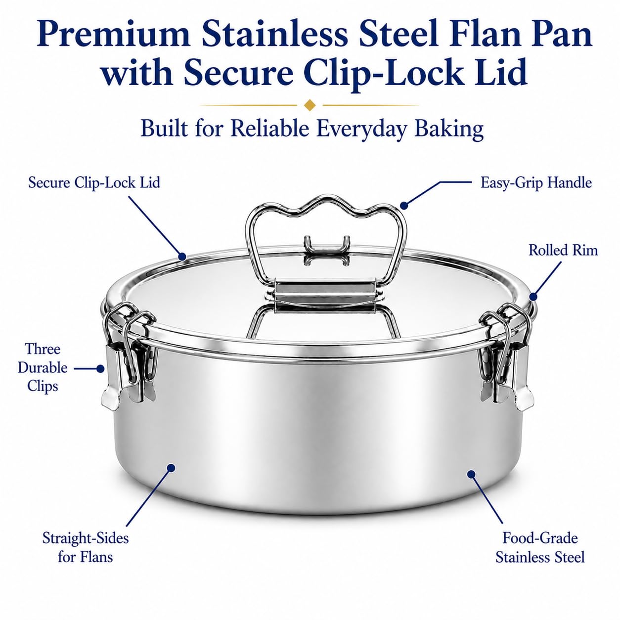 Molde de acero inoxidable para flan/pudín, compatible con olla instantánea de 8 cuartos de galón, sartén para tartas de queso, sartén fácil de usar para hornear con baño de agua,