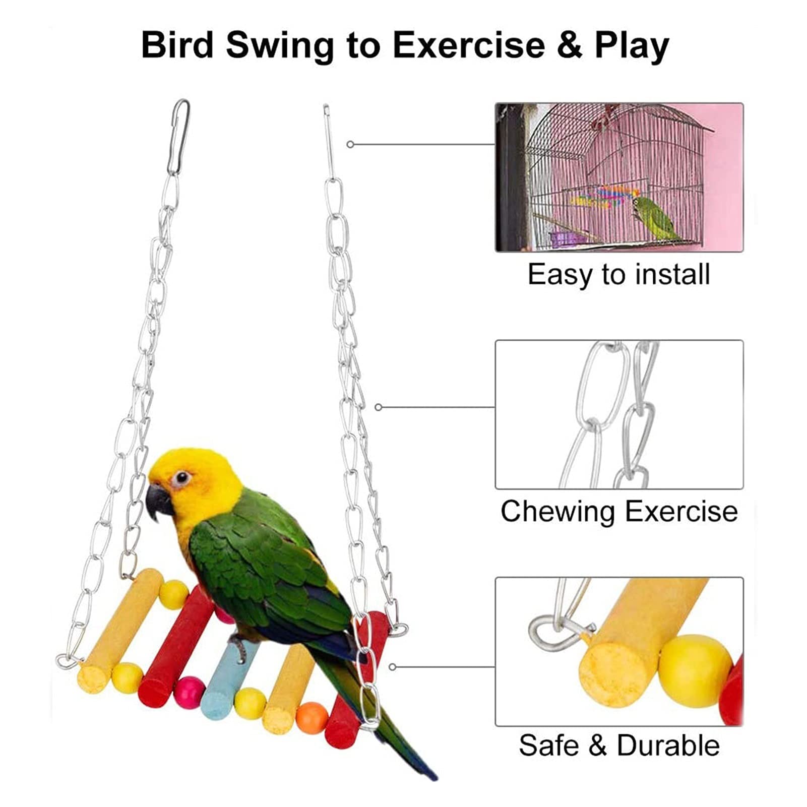 Vogelspielzeug 8 STÜCKE Vogel Papagei Spielzeug Swing Chewing Hängende Käfig Spielzeug Hängematte Bell Schwingleiter Barsch Für Sittiche Cockatiele Kleine Vögel