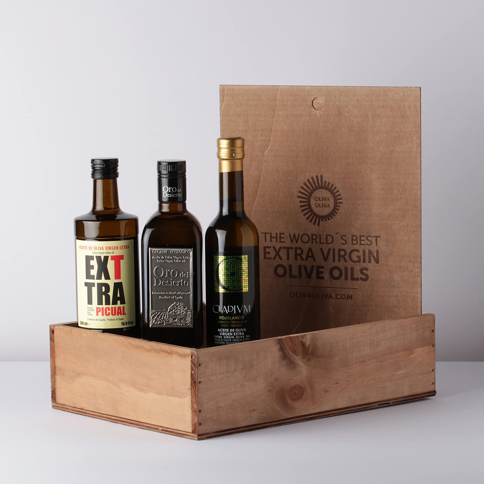 Najlepsze Oliwy z Oliwek Extra Virgin na świecie (Olive Japan 2021) - Opakowanie 3 x 500 ml butelek (drewniane pudełko)