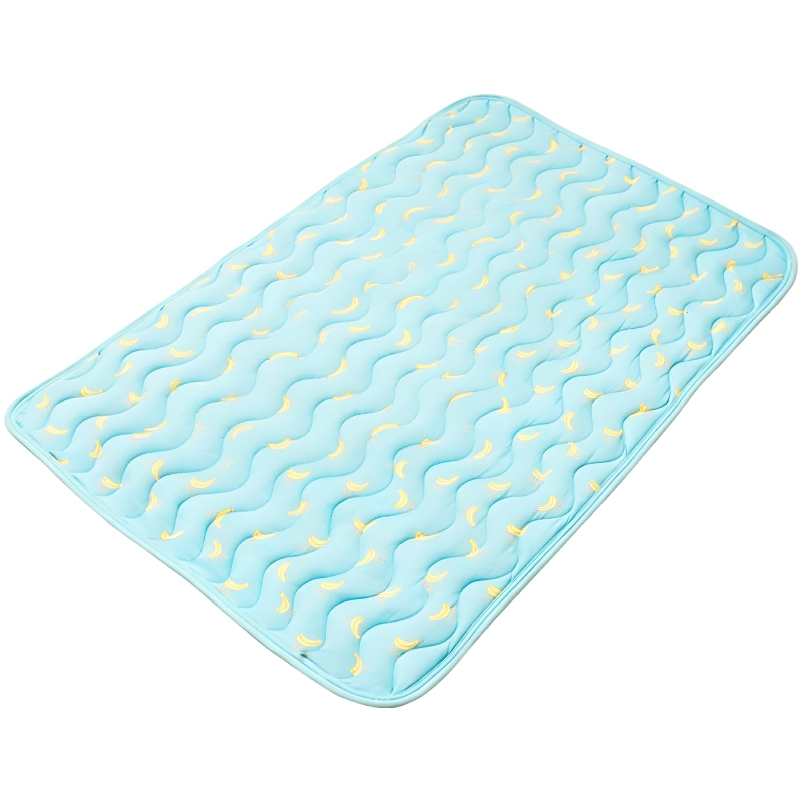 Hunde Kühlmatte, 27,6 x 21,7 Zoll, Ice Silk Kühlmatte mit atmungsaktivem Stoff, tragbare Kühlmatte für kleine und mittelgroße Hunde bis 33 lbs, Bananenmuster, für Zuhause und Reise, Blau