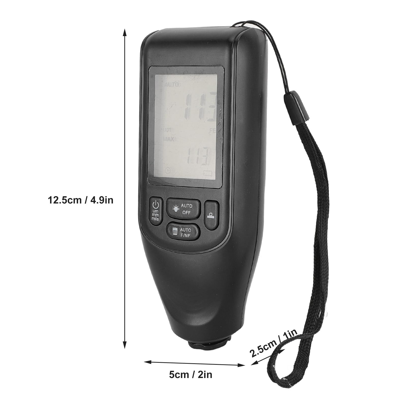 Lybunair Paint Coating Thickness Scale, 0-2000um Range, 3 Units FE NFE Auto Detection, Digital Display, Ideal for Industrial, Automotive, and Metal Face Measurements (Black)