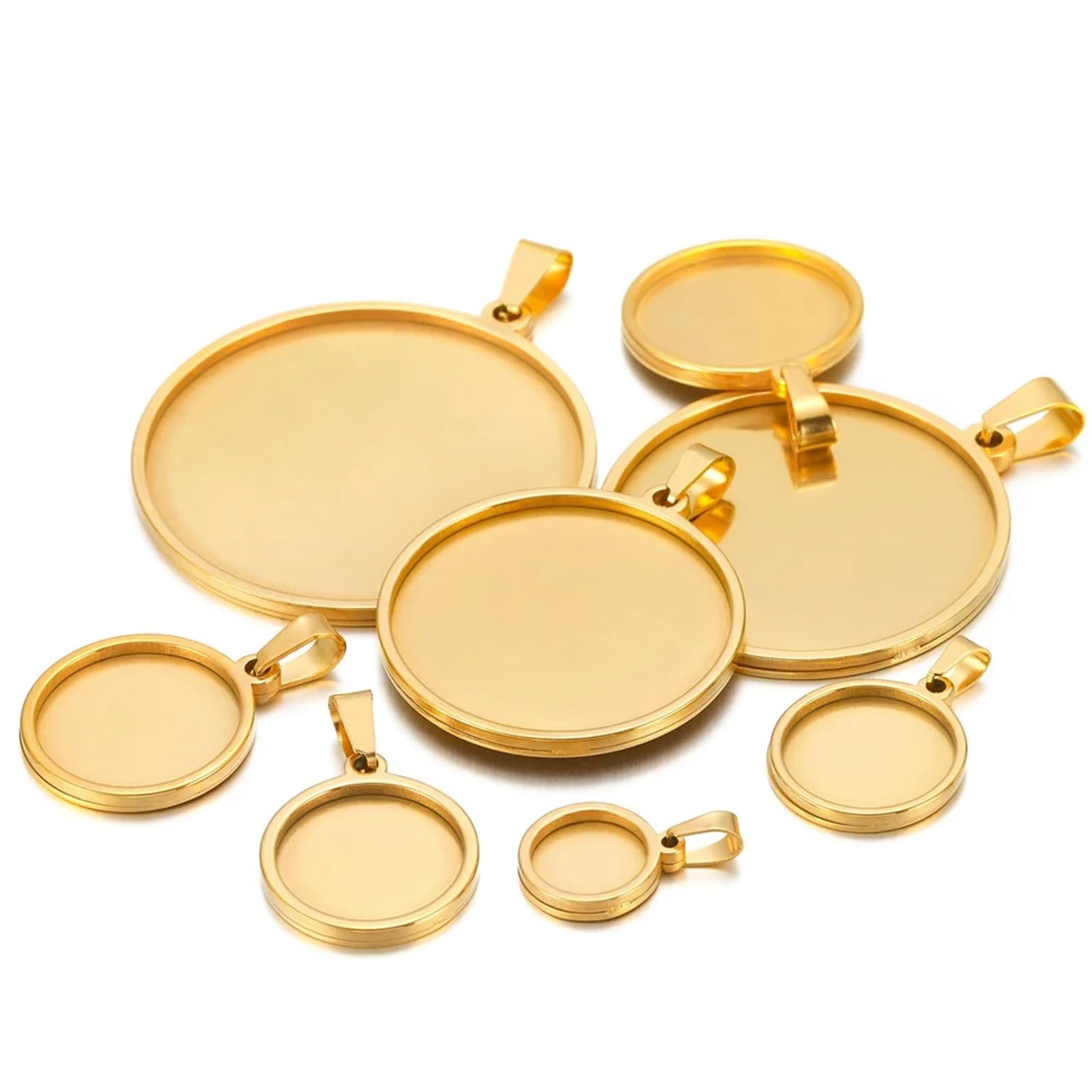 Supports pour pendentifs, Lunette camée cabochon vierge(Gold,30mm)
