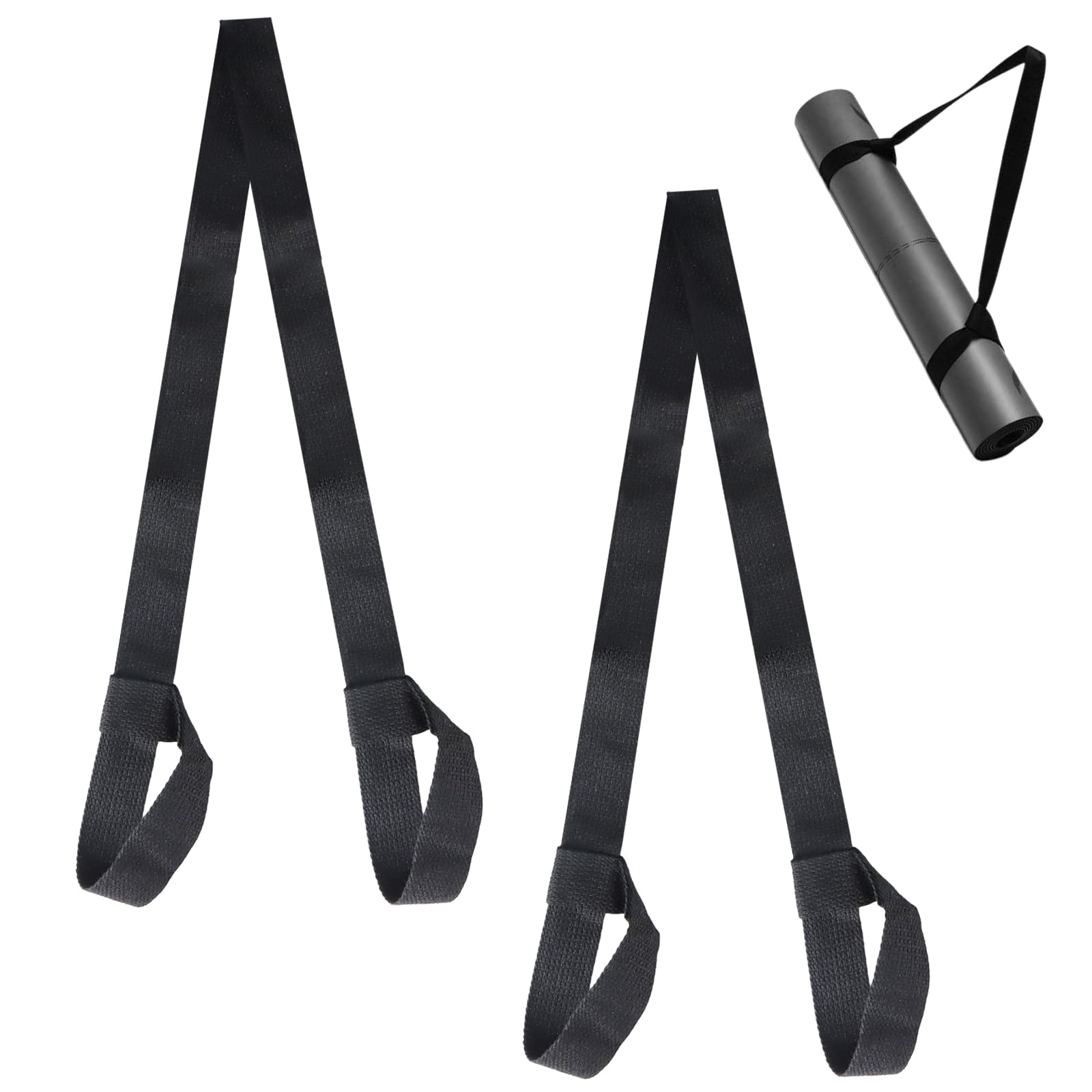 2 Pezzi Cinghia Tappetino Yoga, Porta Tappetino Yoga Nero, Porta Tappetino Yoga Regolabile per Yoga, Pilates, Esercizi, Aerobica, Tappetino Esercizi Sport (Tappetino Yoga Non Incluso)