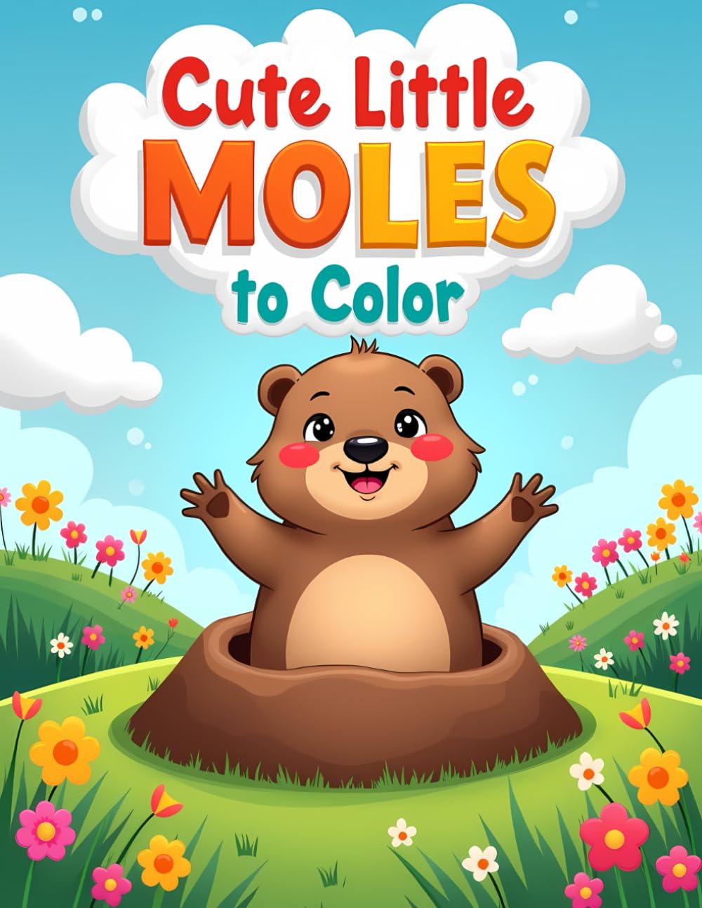 Cute Little Moles to Color: A Fun and Adorable Coloring Book with Happy Moles, Flowers, and Nature Scenes for Kids