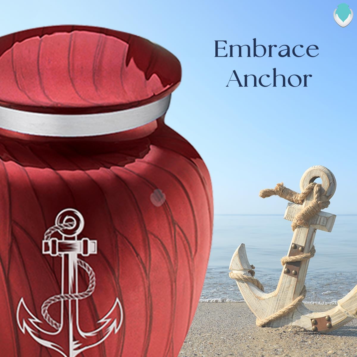Geturns Embrace Keepsake Personalized Anchor Cremation Urns for Human Ashes I Pearl Candy Red Funeral Urn for Men and Women with Double Side Engraving I 3.5 lbs